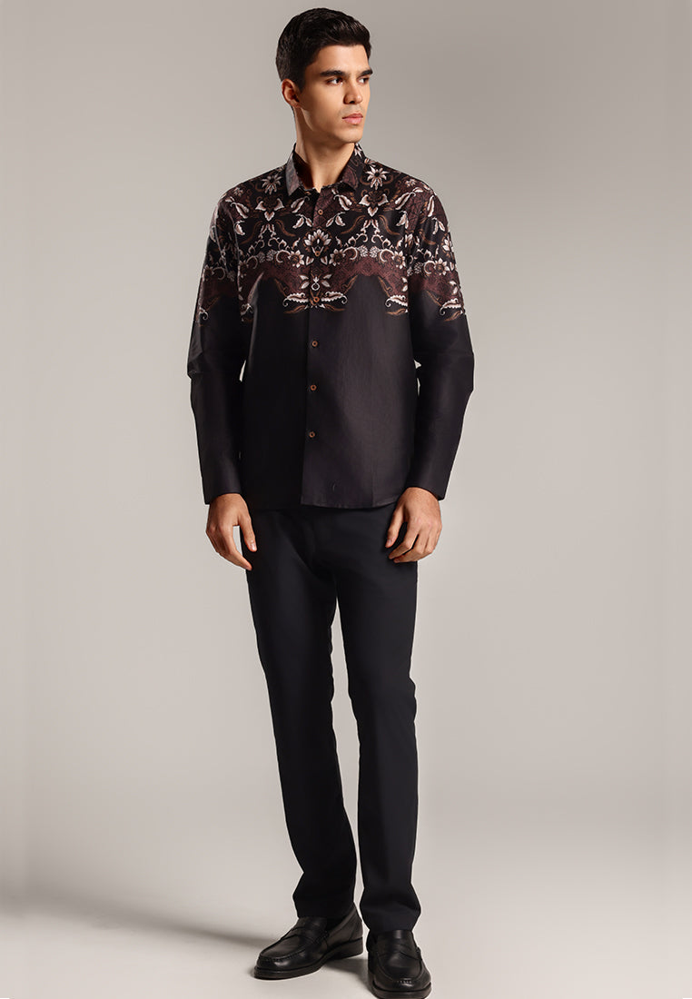 MOC - Kemeja Batik Pria Lengan Panjang Thantawan - Black
