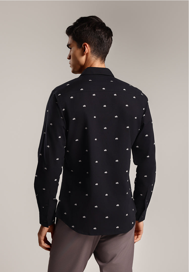 MOC - Kemeja Motif Lengan Panjang Pria Tyler - Black