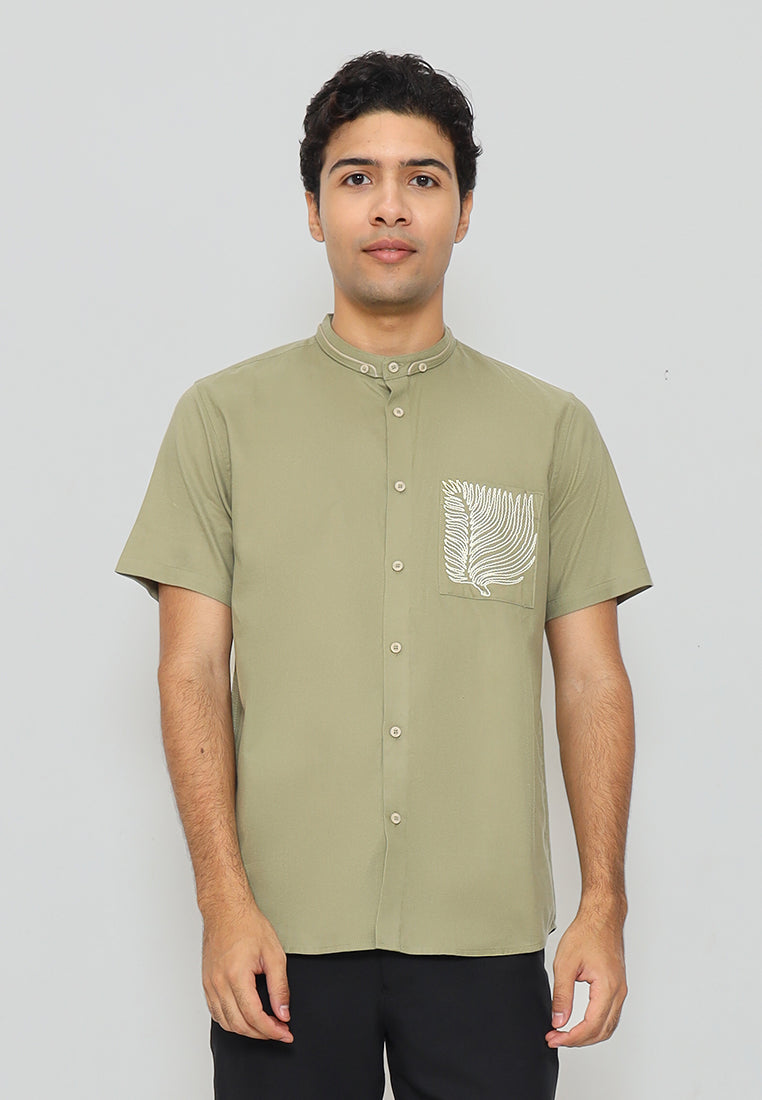 MOC - Kemeja Shanghai Lengan Pendek Pria Valdo - Olive