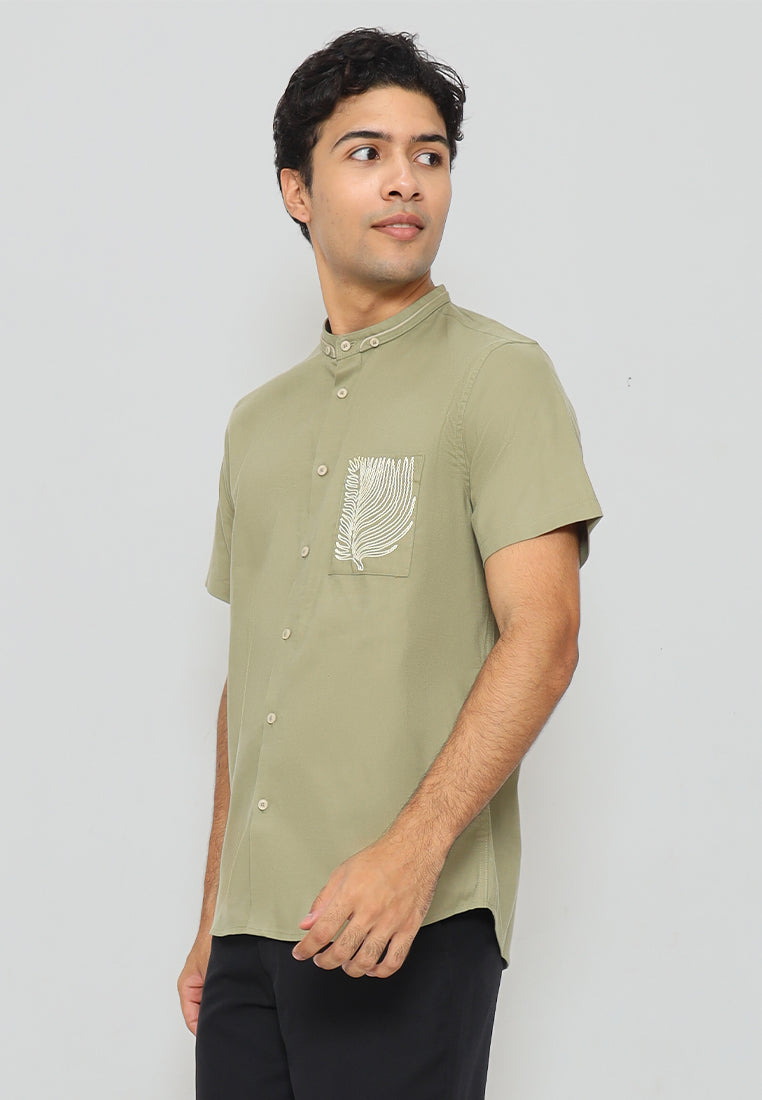 MOC - Kemeja Shanghai Lengan Pendek Pria Valdo - Olive