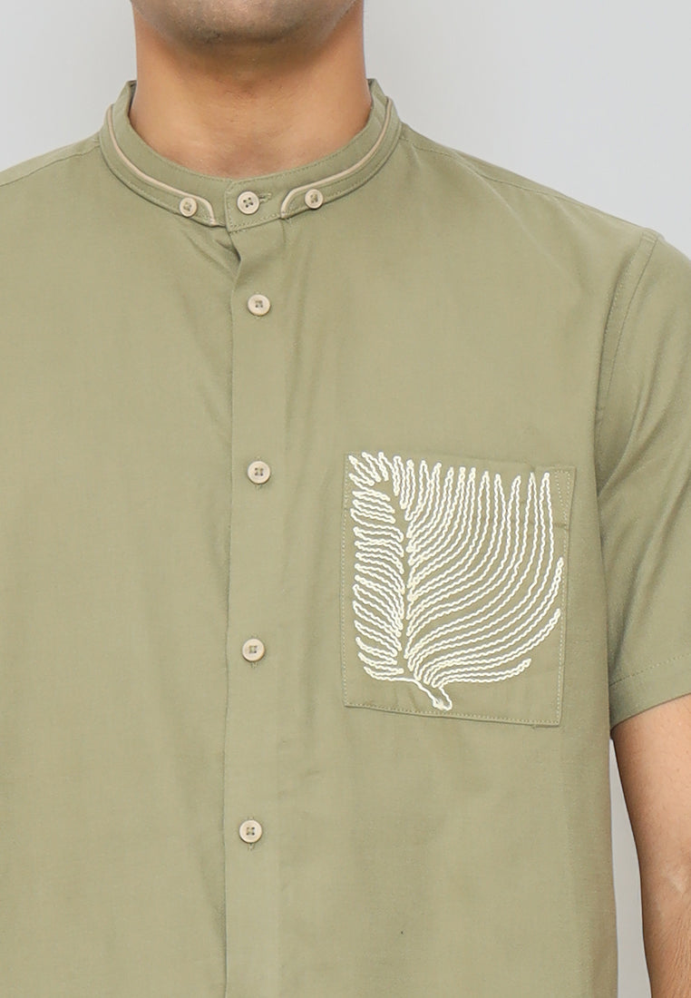 MOC - Kemeja Shanghai Lengan Pendek Pria Valdo - Olive