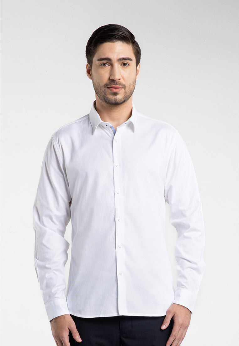 MOC - Kemeja Polos Lengan Panjang Pria Verdon - White