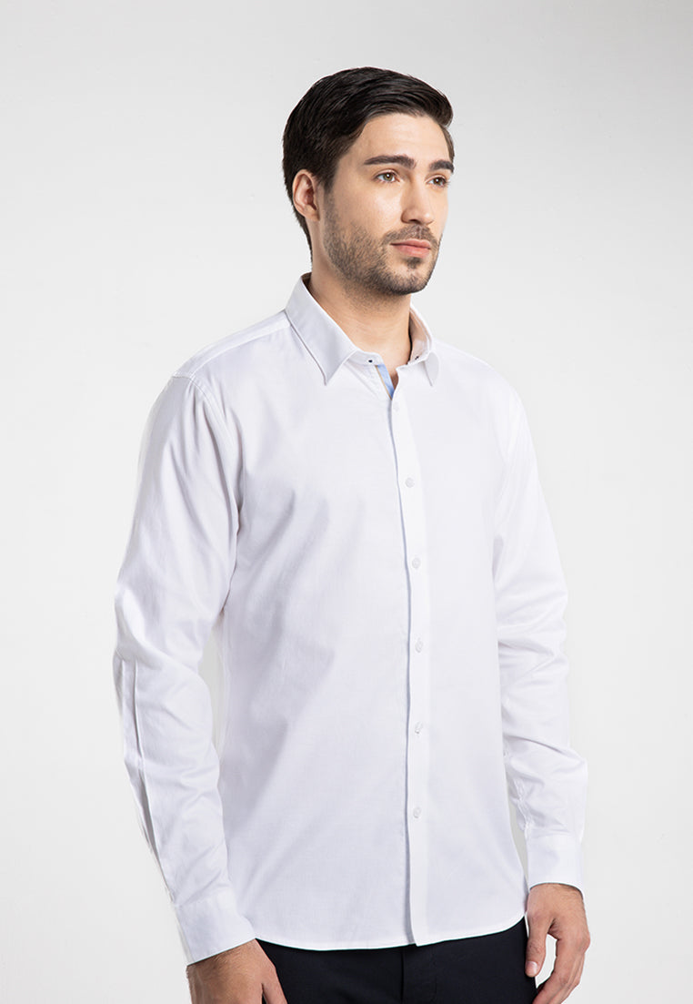 MOC - Kemeja Polos Lengan Panjang Pria Verdon - White