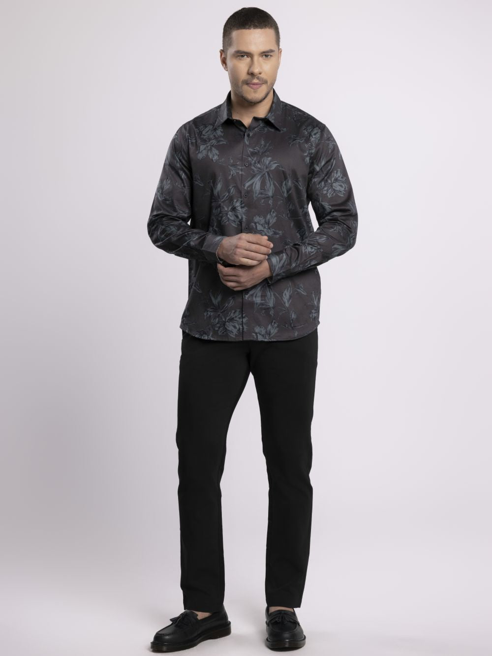 MOC Kemeja Motif Lengan Panjang Pria Verze - Olive