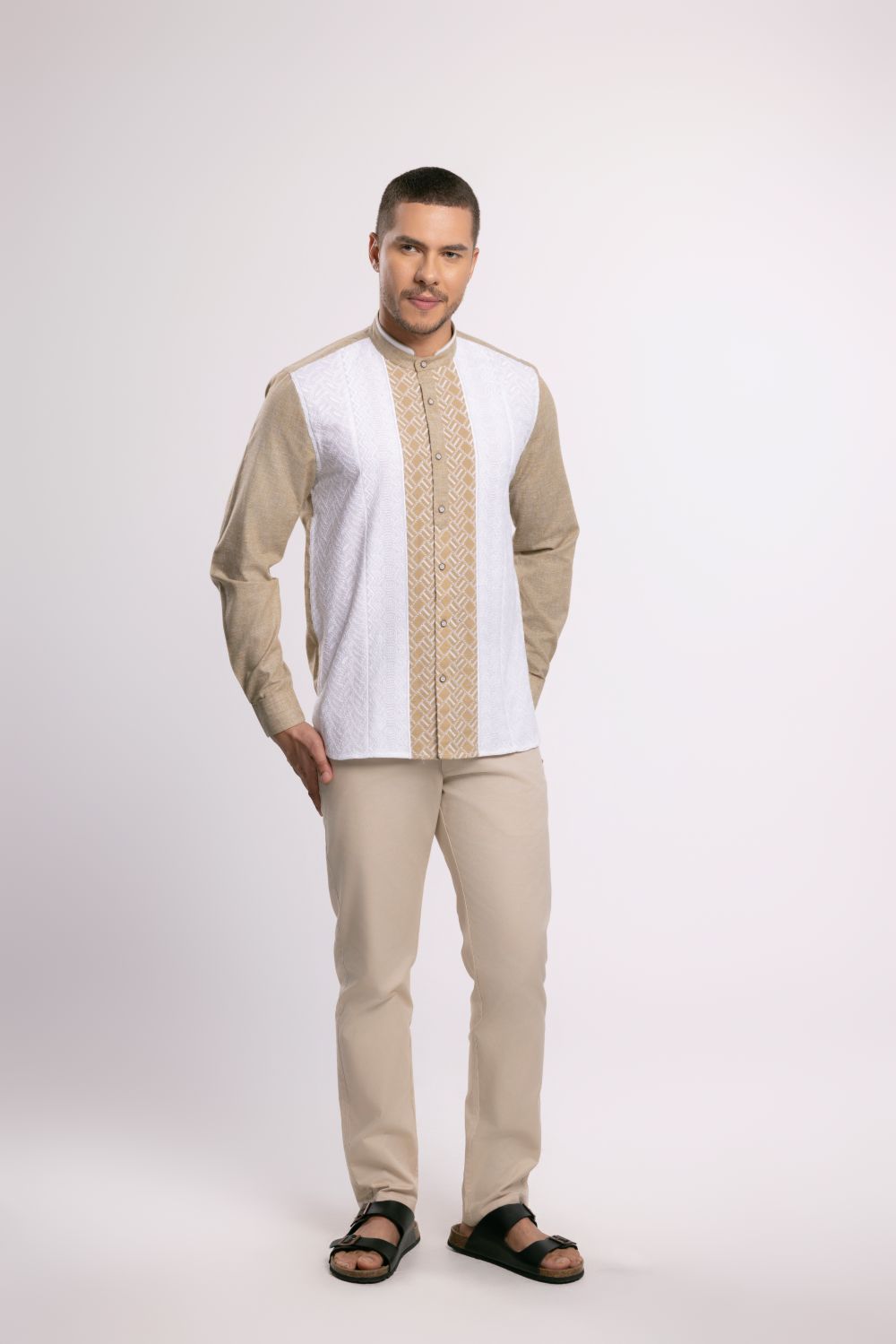 MOC Kemeja Koko Lengan Panjang Pria Yakub - Khaki