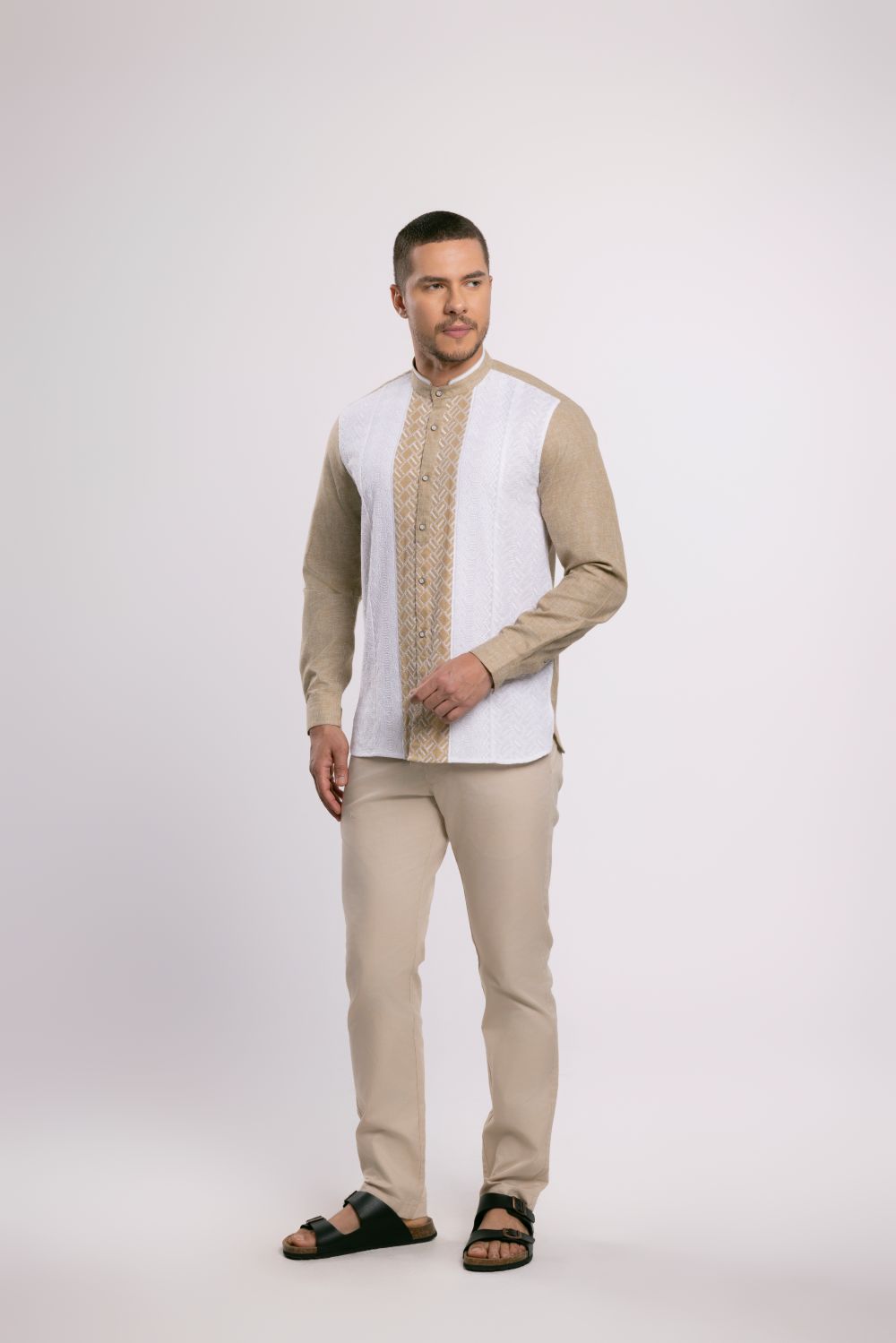 MOC Kemeja Koko Lengan Panjang Pria Yakub - Khaki