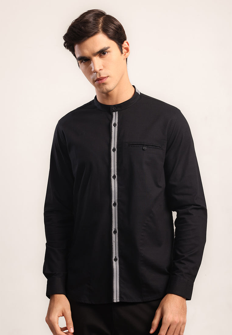MOC - Kemeja Shanghai Lengan Panjang Pria Zaki - Black