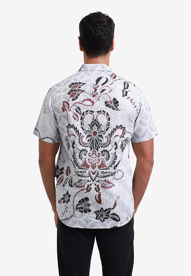 MOC Kemeja Batik Lengan Pendek Pria Candraka - Grey