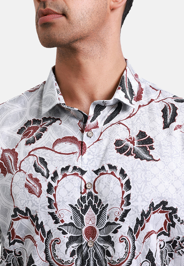 MOC Kemeja Batik Lengan Pendek Pria Candraka - Grey