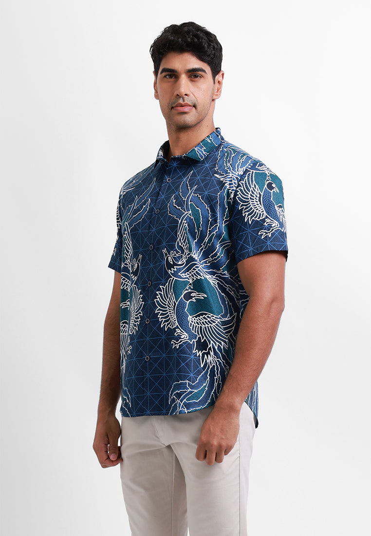 MOC Kemeja Batik Lengan Pendek Pria Cantaka - Navy