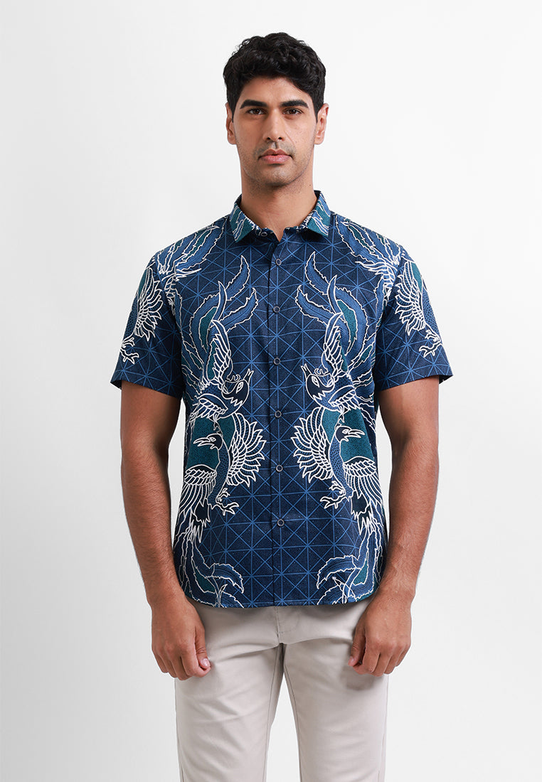 MOC Kemeja Batik Lengan Pendek Pria Cantaka - Navy