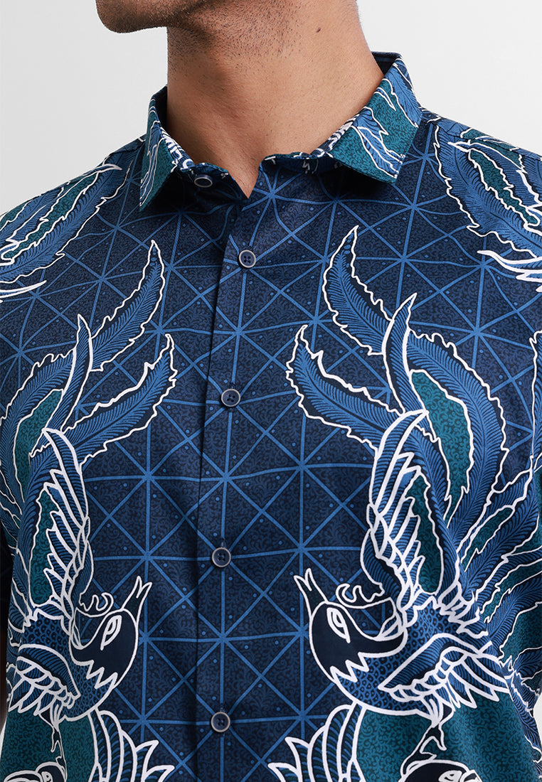 MOC Kemeja Batik Lengan Pendek Pria Cantaka - Navy