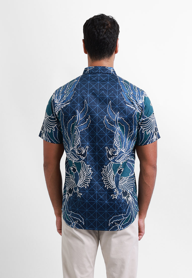 MOC Kemeja Batik Lengan Pendek Pria Cantaka - Navy