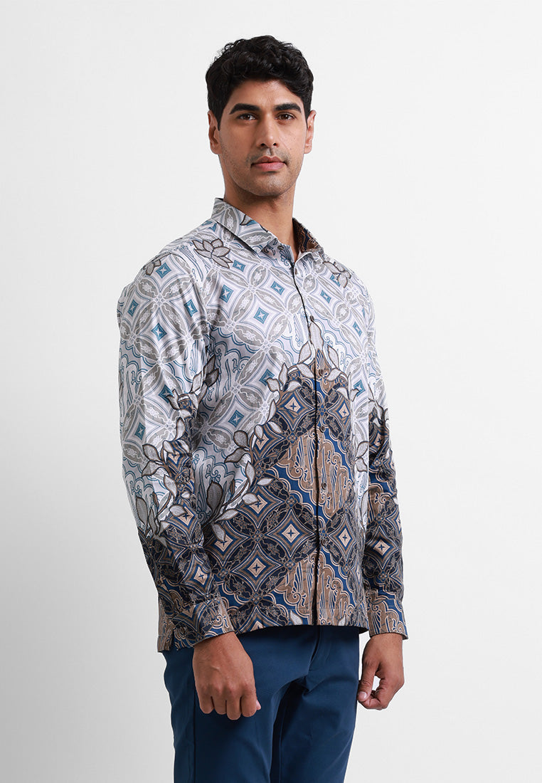 MOC Kemeja Batik Lengan Panjang Pria Radhwa - Brown