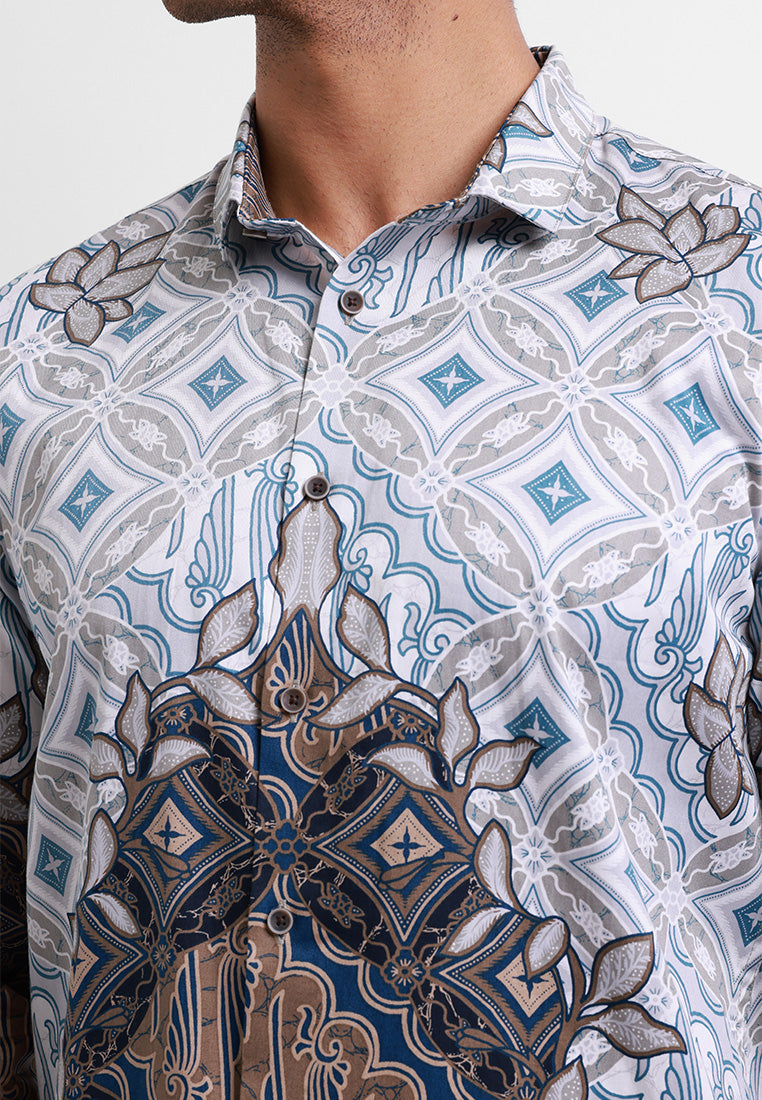 MOC Kemeja Batik Lengan Panjang Pria Radhwa - Brown