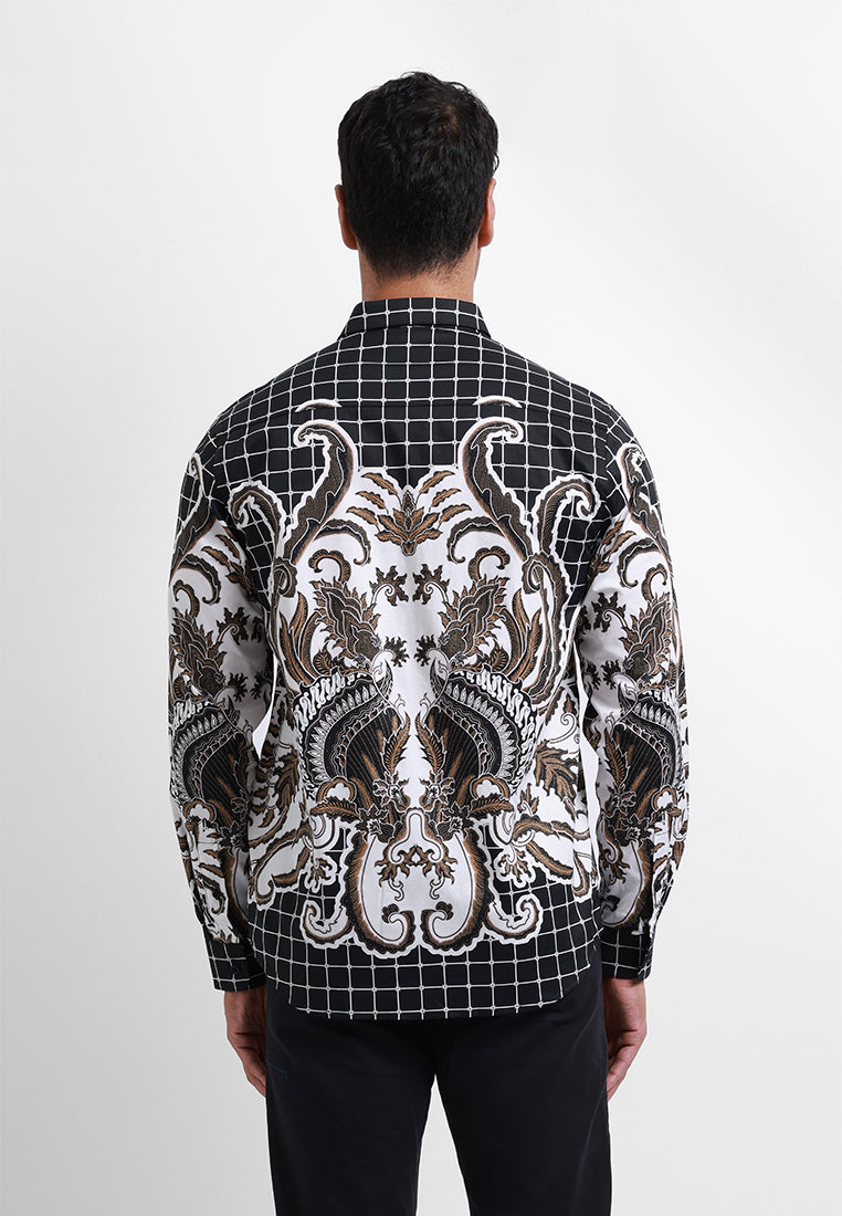 MOC Kemeja Batik Lengan Panjang Pria Saptarengga - Black