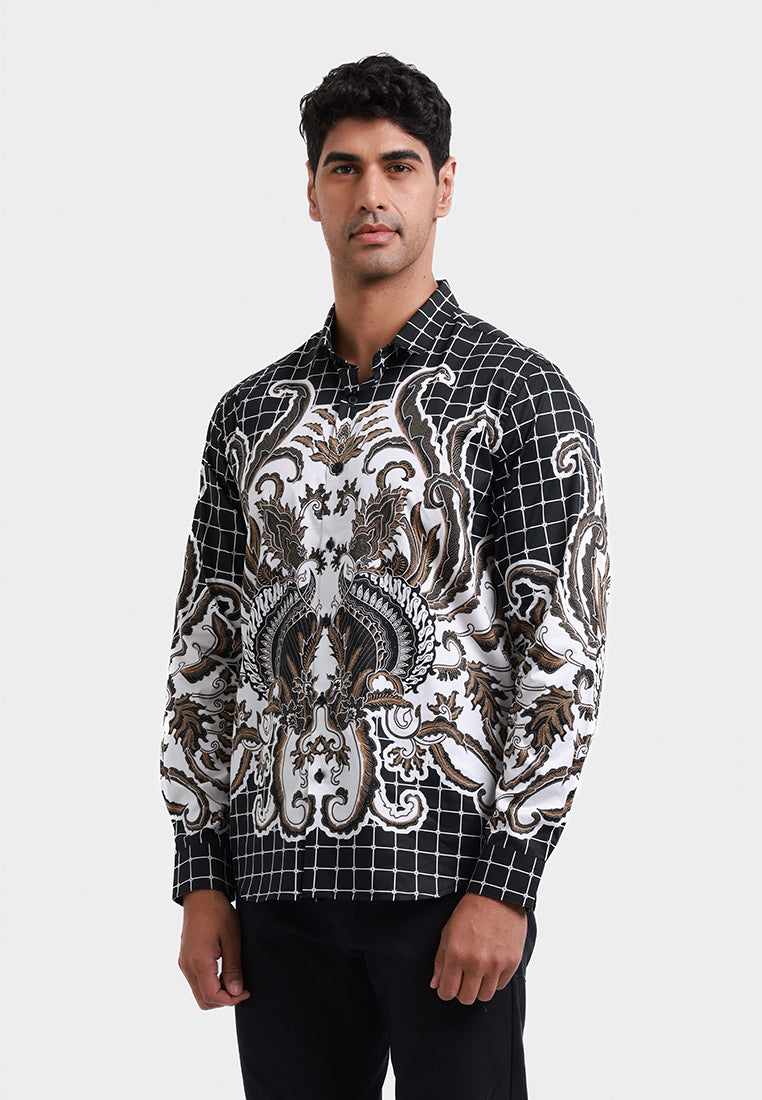 MOC Kemeja Batik Lengan Panjang Pria Saptarengga - Black