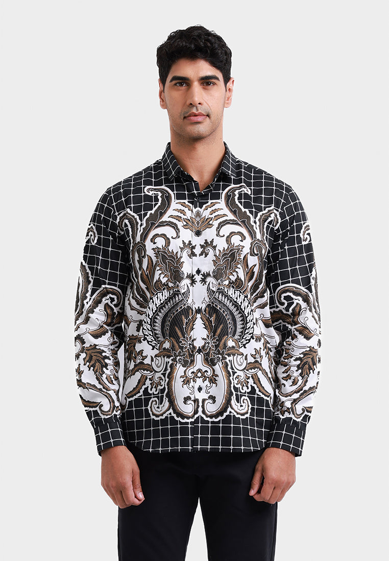 MOC Kemeja Batik Lengan Panjang Pria Saptarengga - Black