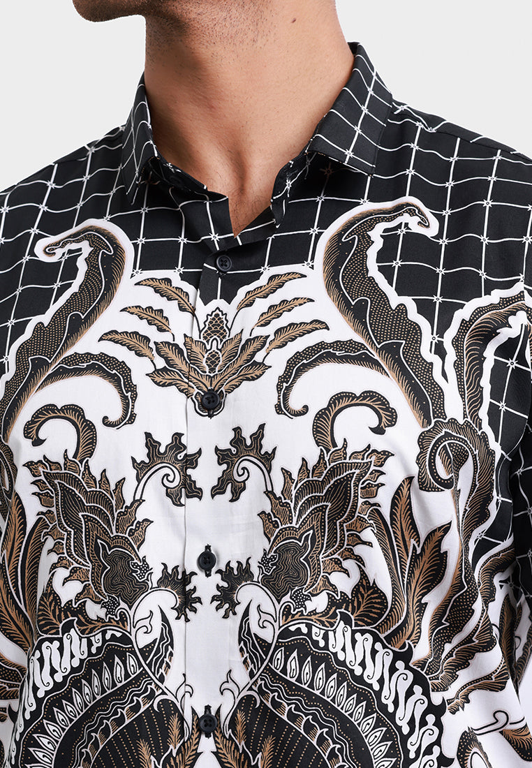 MOC Kemeja Batik Lengan Panjang Pria Saptarengga - Black
