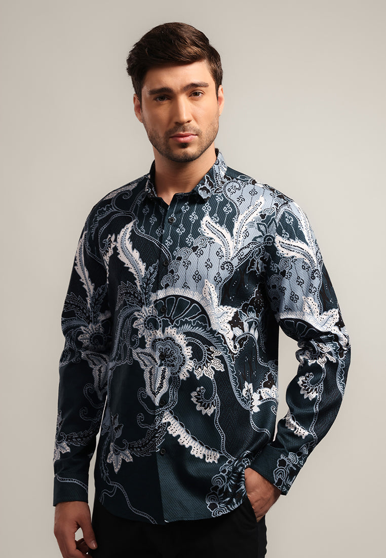 MOC - Kemeja Batik Pria Lengan Panjang Pratan - Green