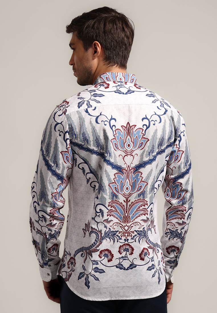 MOC - Kemeja Batik Pria Lengan Panjang Jarasanda - White