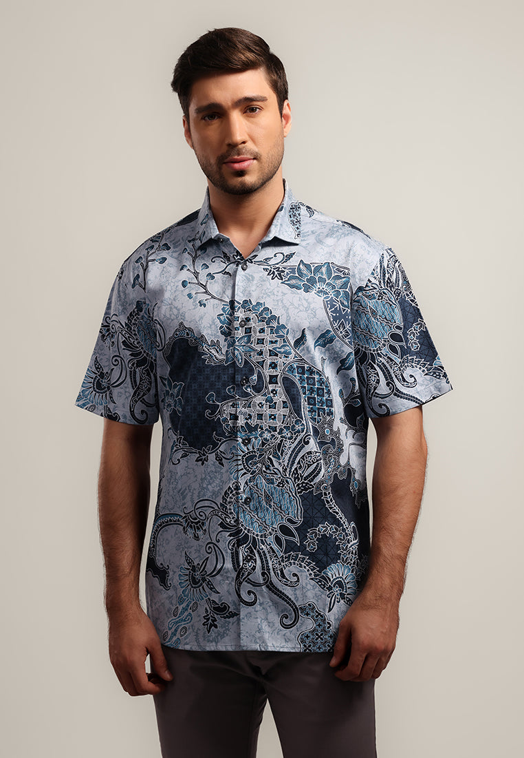 MOC - Kemeja Batik Pria Lengan Pendek Sumara - Grey