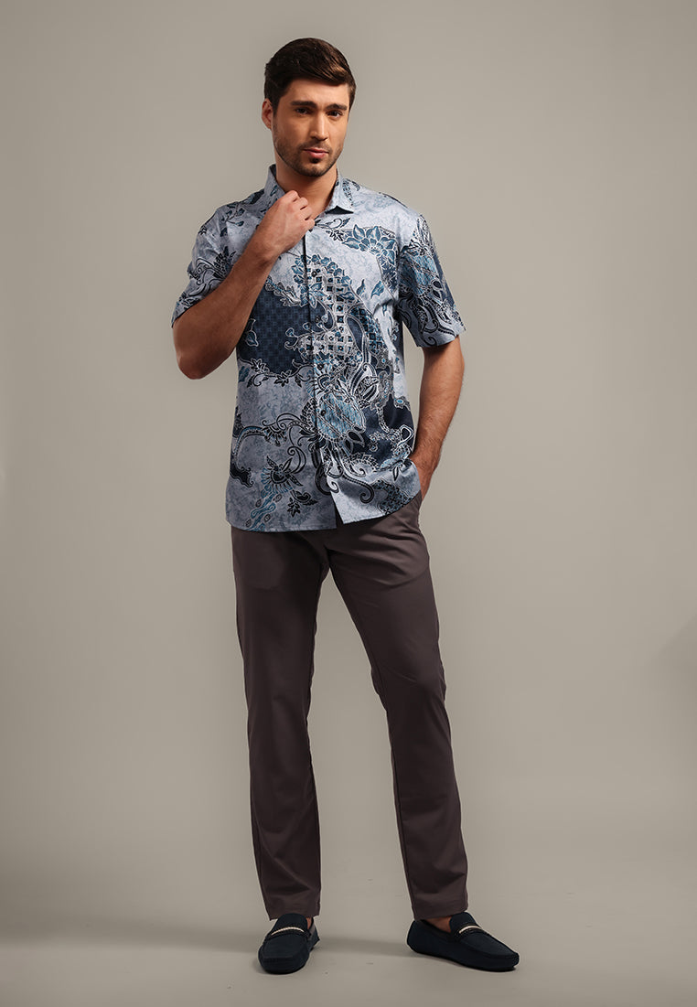 MOC - Kemeja Batik Pria Lengan Pendek Sumara - Grey