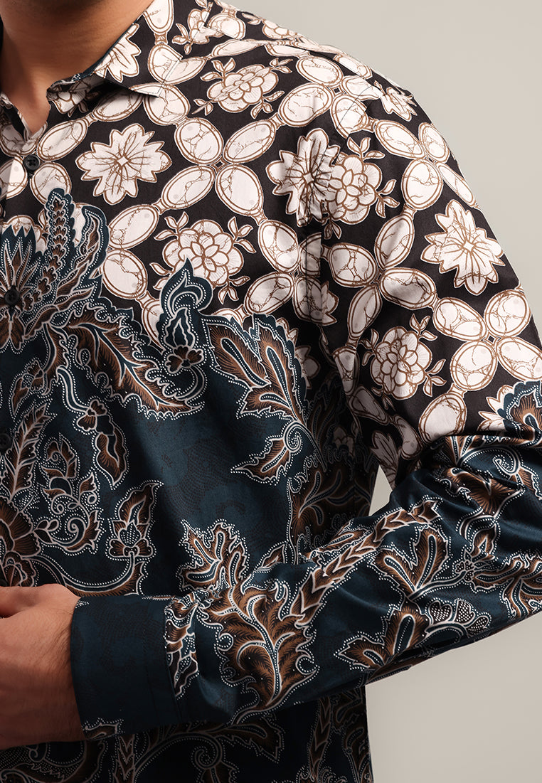 MOC - Kemeja Batik Pria Lengan Panjang Ganesh - Green