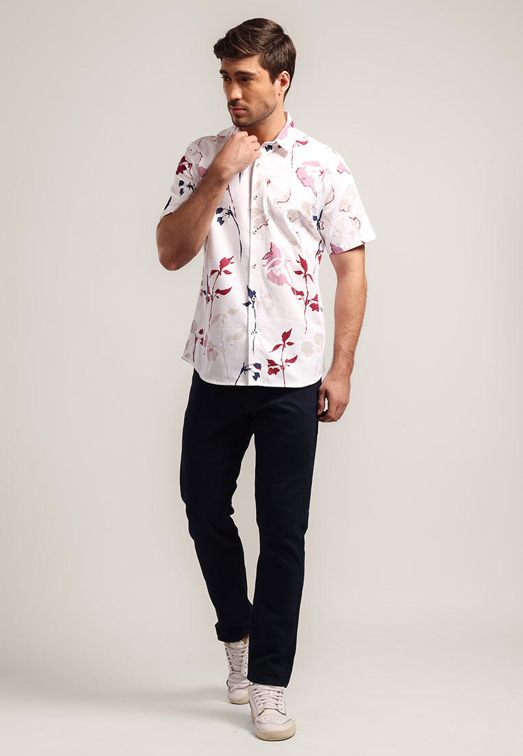 MOC - Kemeja Motif Pria Lengan Pendek Alfie - White