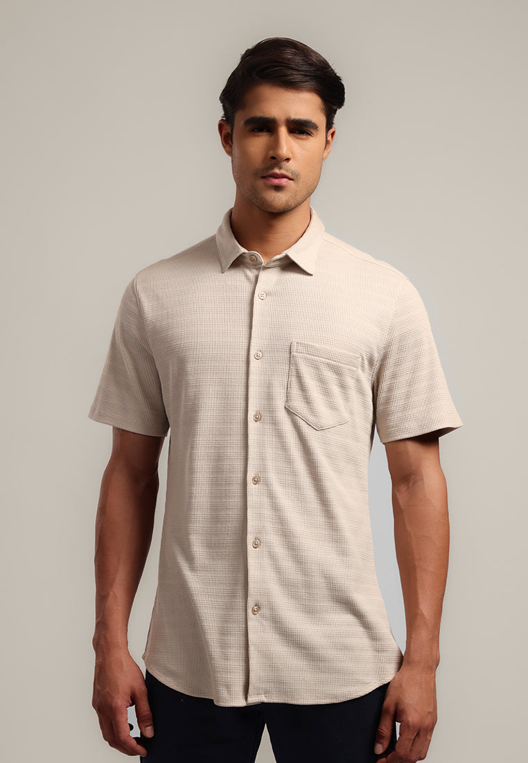 MOC - Kemeja Polos Pria Lengan Pendek Aldric - Khaky