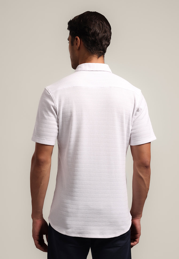 MOC - Kemeja Polos Pria Lengan Pendek Aldric - White