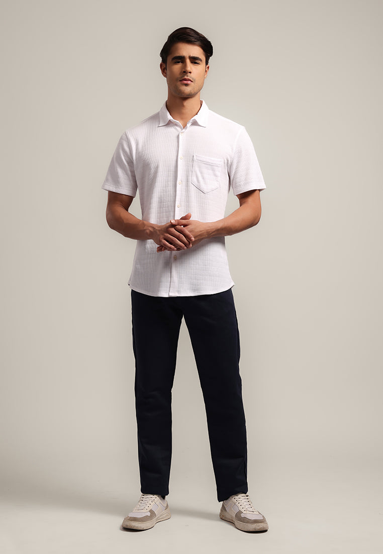 MOC - Kemeja Polos Pria Lengan Pendek Aldric - White