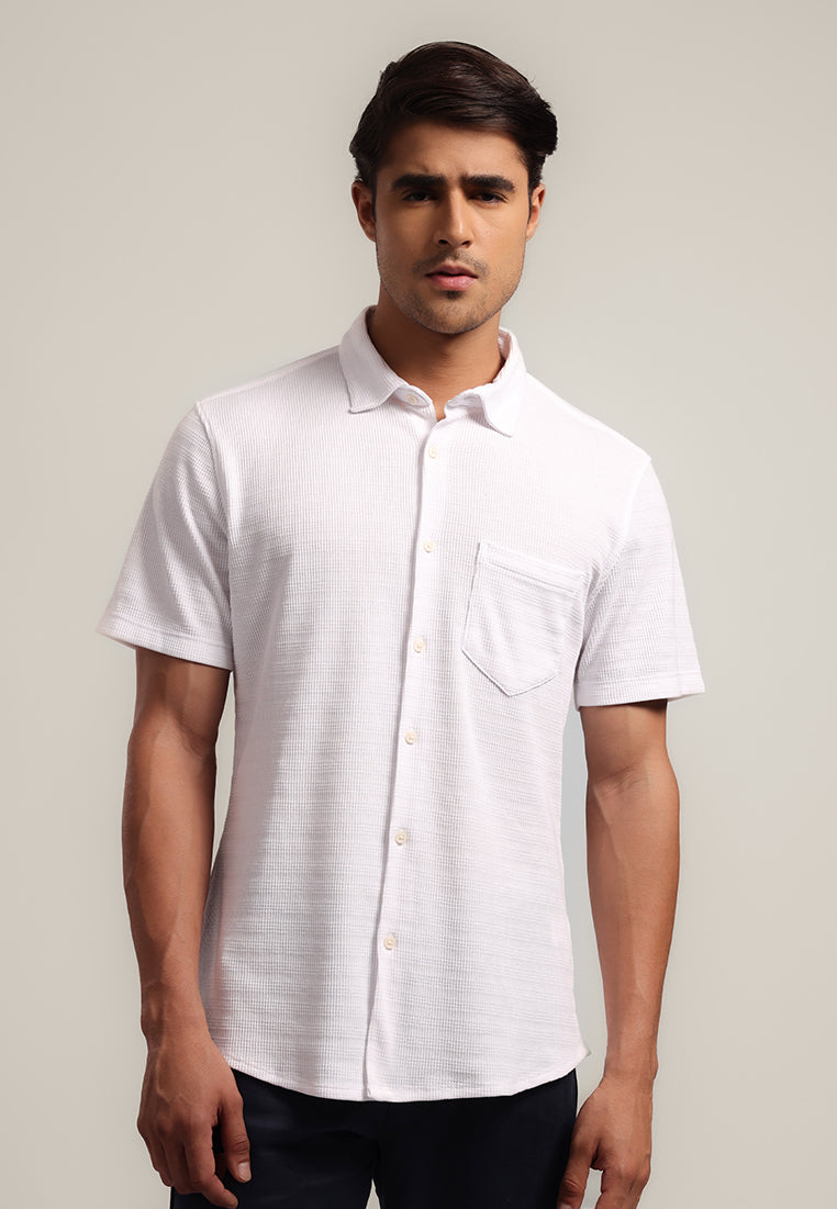 MOC - Kemeja Polos Pria Lengan Pendek Aldric - White