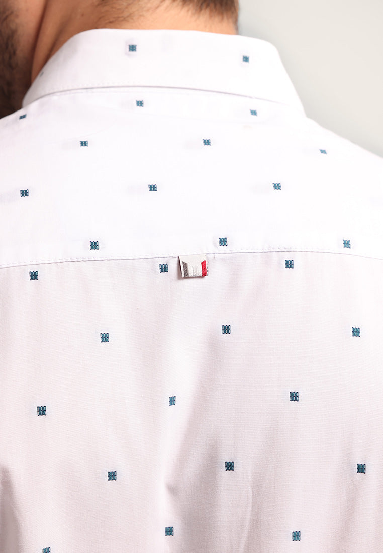 MOC - Kemeja Motif Pria Lengan Pendek Terrel - White