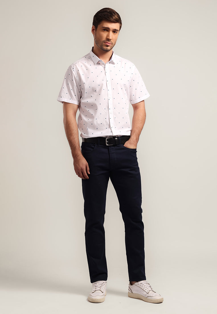 MOC - Kemeja Motif Pria Lengan Pendek Terrel - White