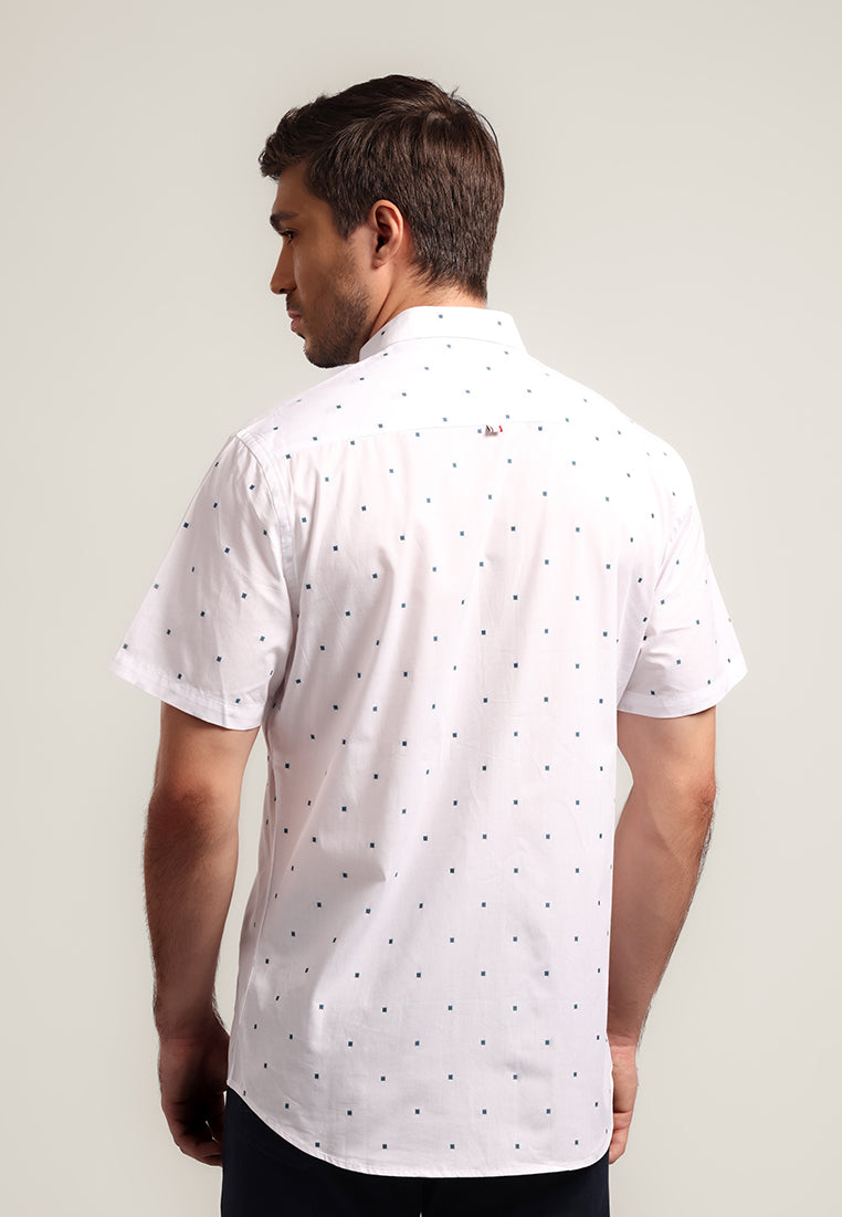 MOC - Kemeja Motif Pria Lengan Pendek Terrel - White