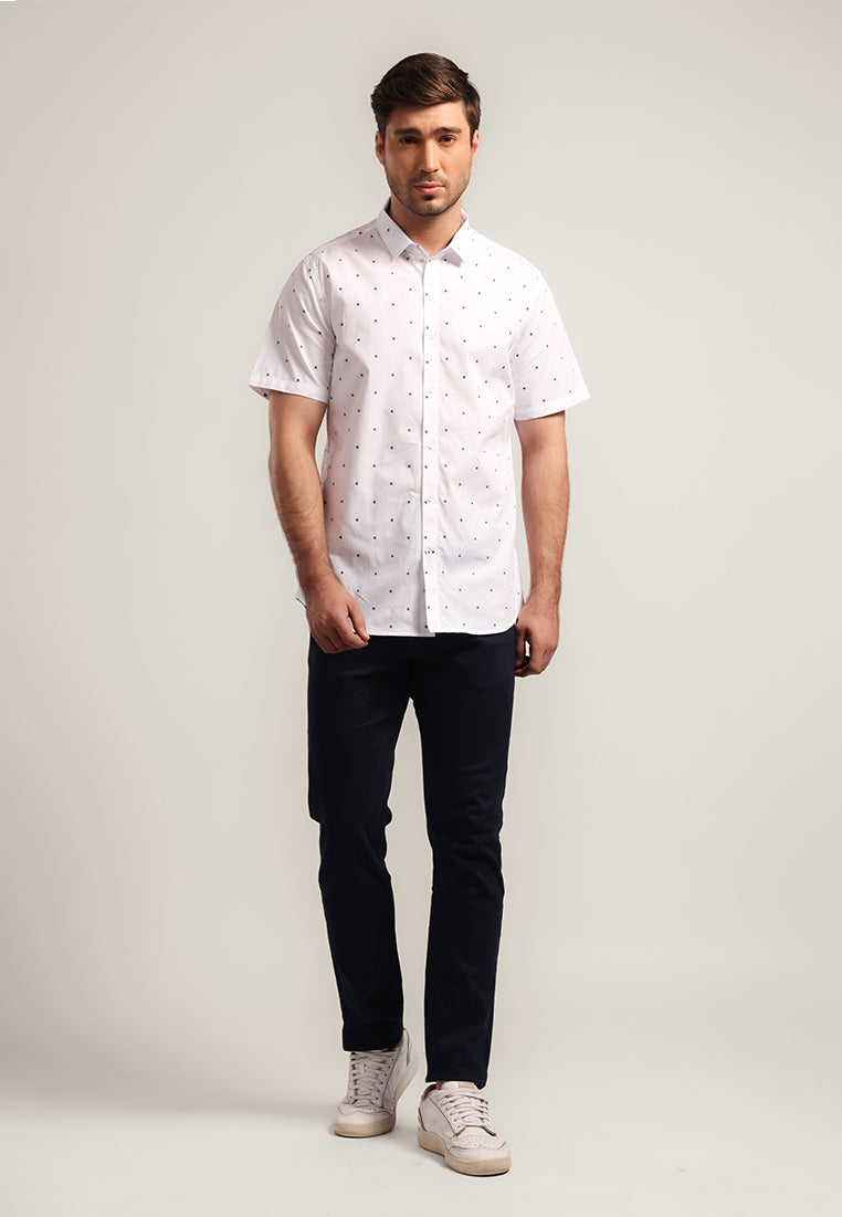MOC - Kemeja Motif Pria Lengan Pendek Terrel - White