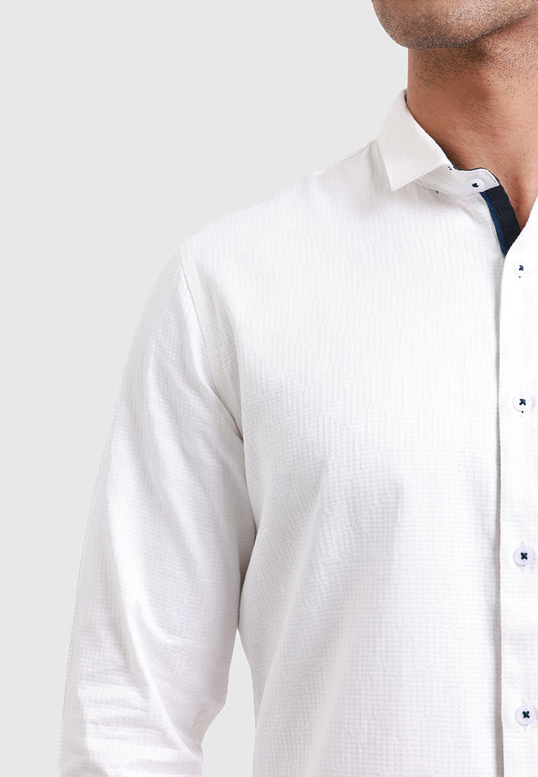 MOC - Kemeja Polos Pria Lengan Panjang Fargo - White