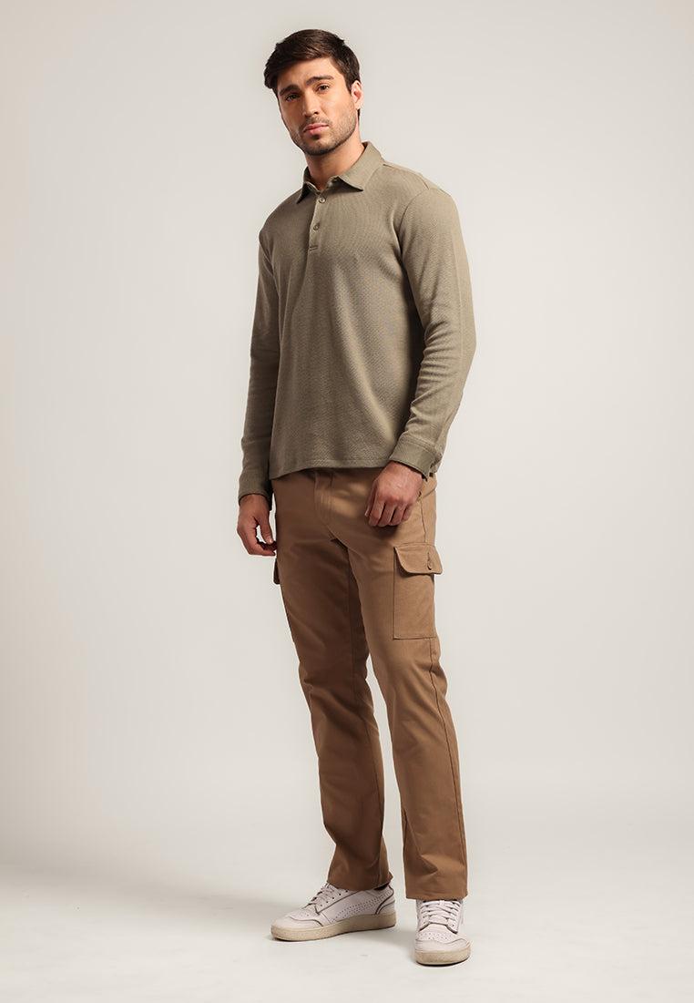 MOC - Kaos Polo Polos Pria Lengan Panjang Carlos - Olive