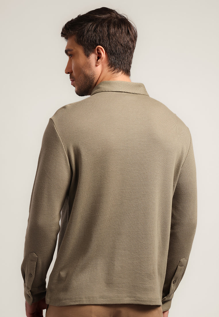 MOC - Kaos Polo Polos Pria Lengan Panjang Carlos - Olive