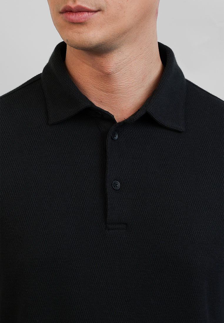 MOC - Kaos Polo Polos Pria Lengan Panjang Carlos - Black
