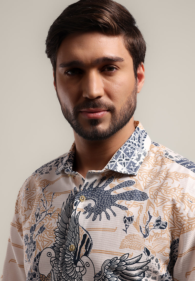 MOC - Kemeja Batik Pria Lengan Panjang Yogiswara - White