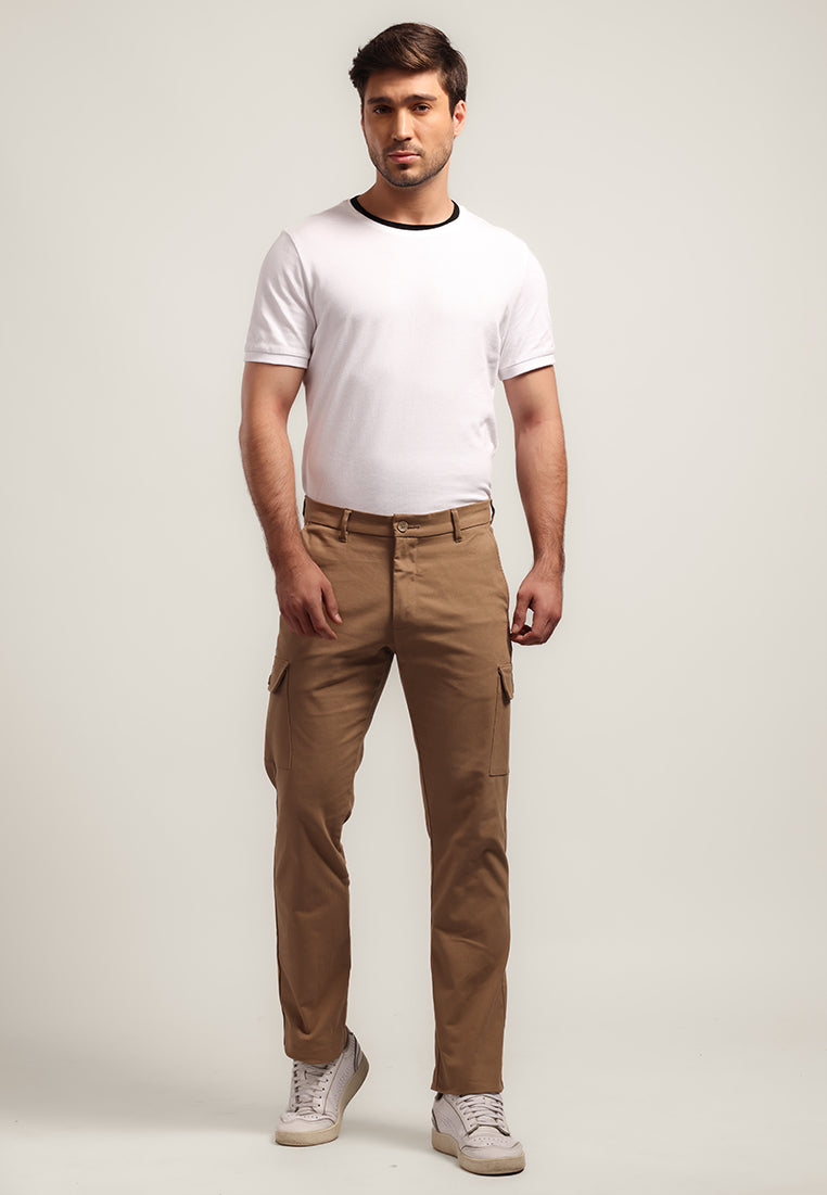 MOC - Celana Panjang Cargo Polos Pria Zico - Brown Light