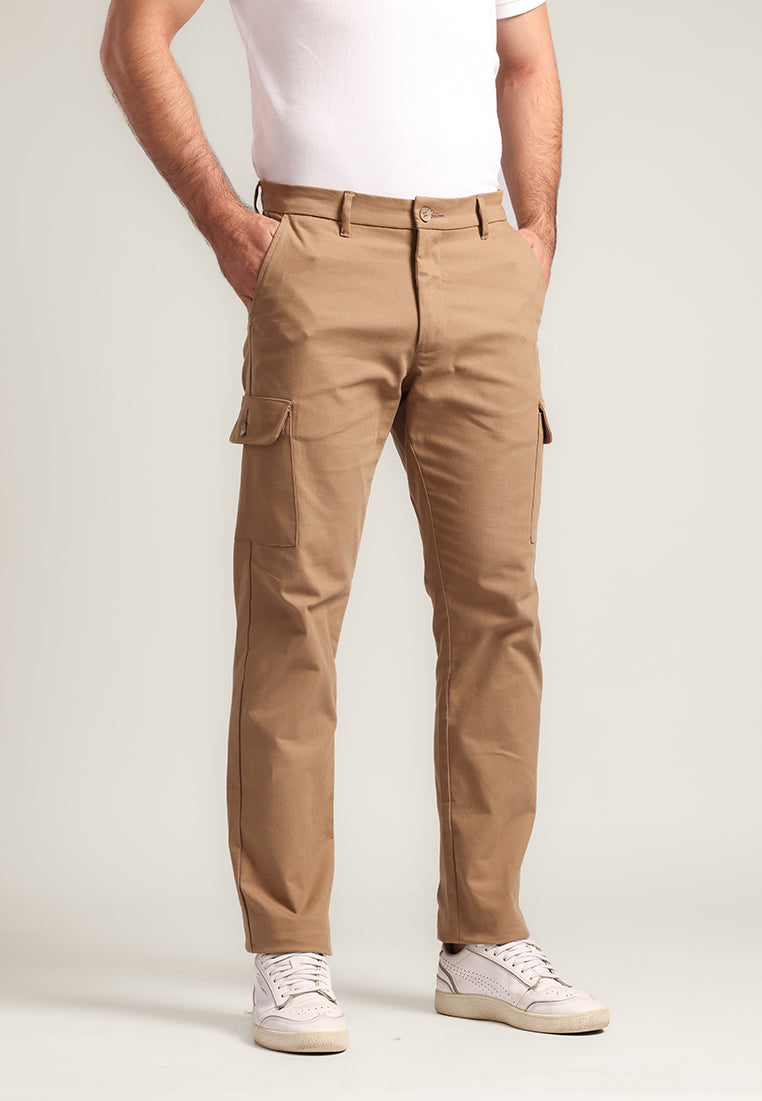 MOC - Celana Panjang Cargo Polos Pria Zico - Brown Light