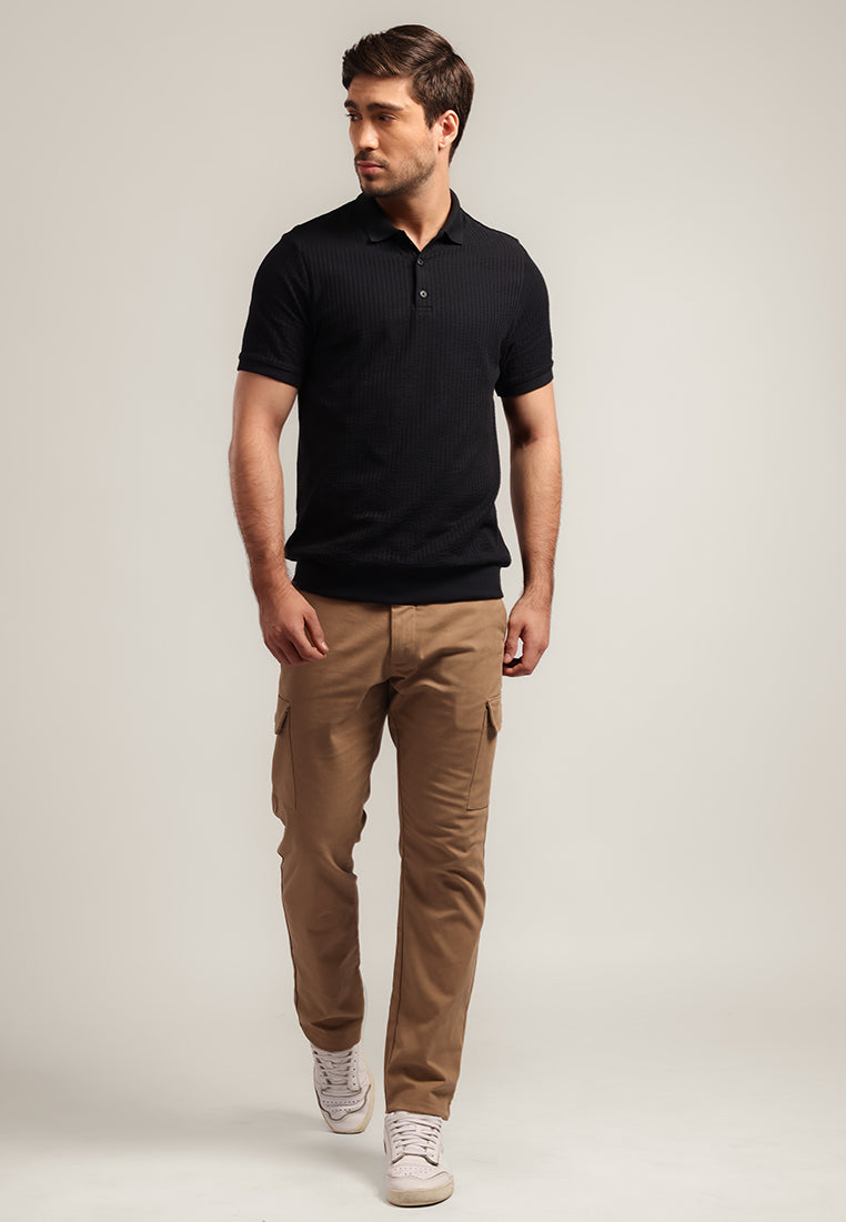 MOC - Kaos Polo Polos Pria Lengan Pendek Andres - Black