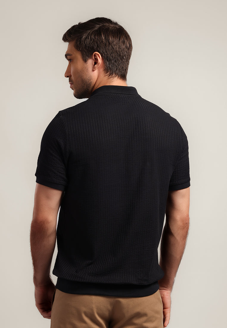 MOC - Kaos Polo Polos Pria Lengan Pendek Andres - Black