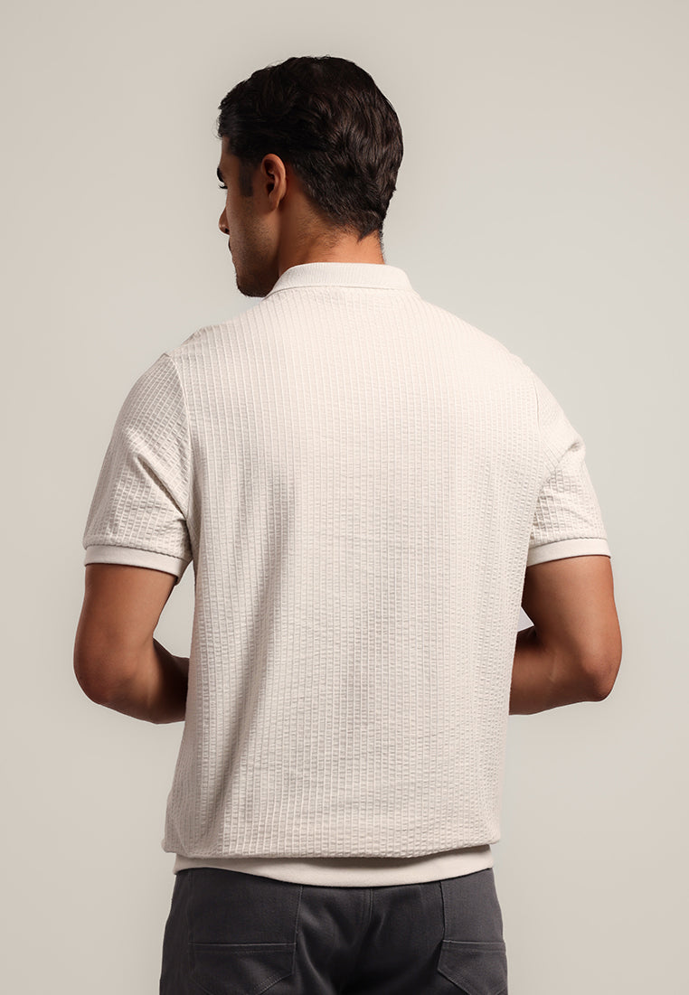 MOC - Kaos Polo Polos Pria Lengan Pendek Andres - Offwhite