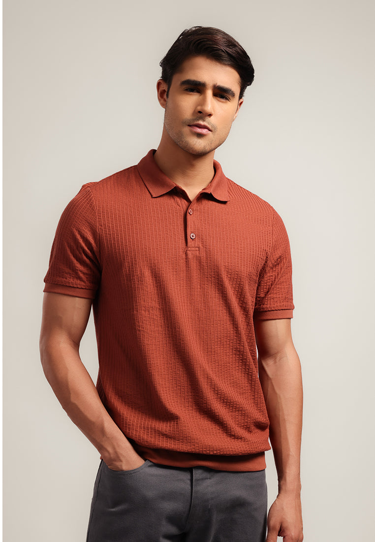 MOC - Kaos Polo Polos Pria Lengan Pendek Andres - Teracota