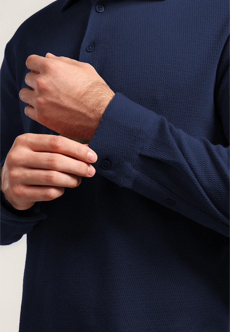 MOC - Kaos Polo Polos Pria Lengan Panjang Carlos - Navy