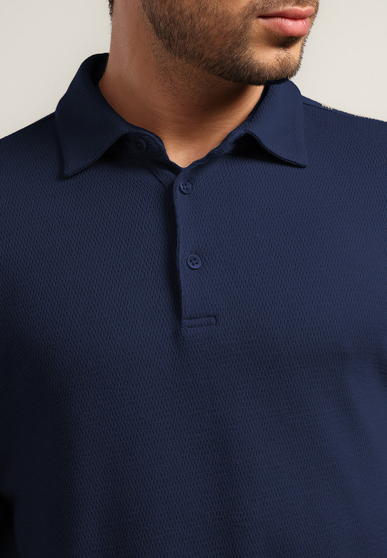 MOC - Kaos Polo Polos Pria Lengan Panjang Carlos - Navy